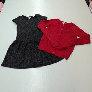 Love, Nickie Lew Black Dress, Cat & Jack Red Sweater Size 10 Both Sparkly